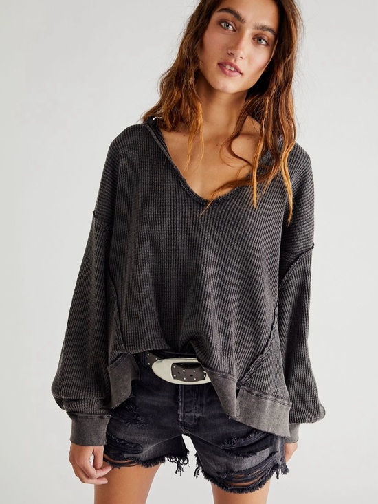 We The Free Sweaters - Free People We The Free Buttercup Thermal Black Size Small